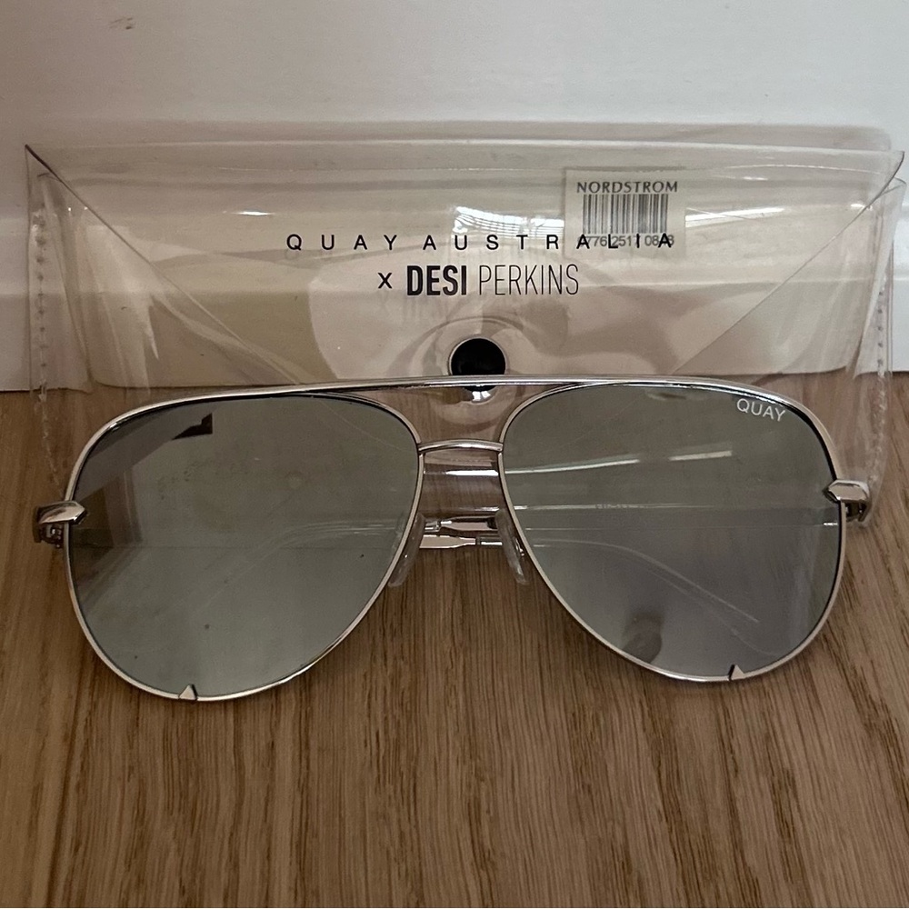 Quay Australia Silver Aviator Sunglasses
